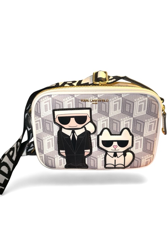 Karl Lagerfeld Handbags - Karl Lagerfeld Beige and Black Logo Camera Bag with Karl & Choupette Patch